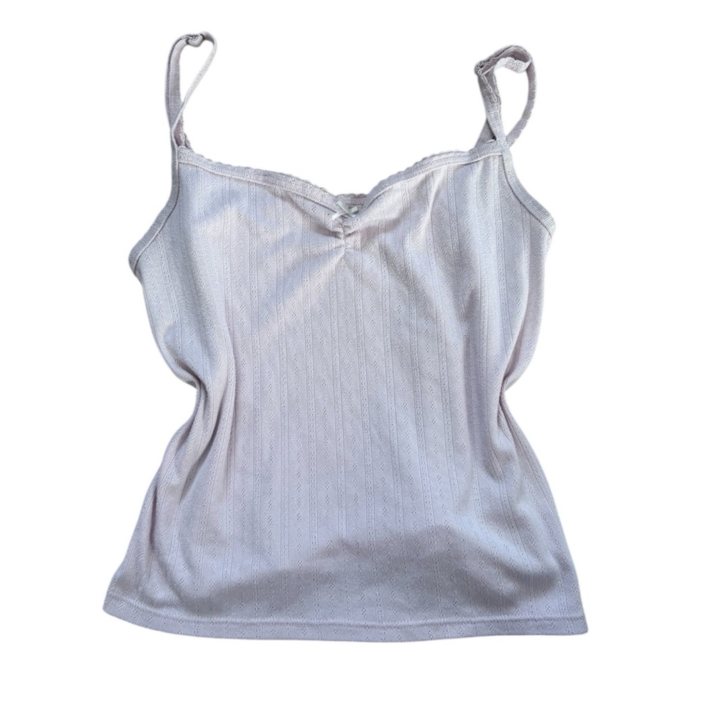 baby pink pointelle bow cami